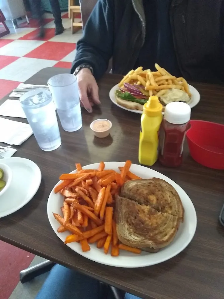 Patty Melt Burger w Sweet Potato Fries